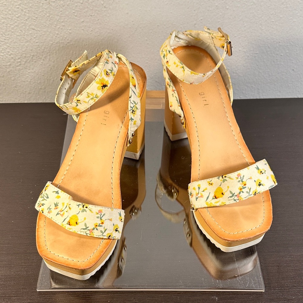 Madden Girl Floral Cream and Yellow Sandals